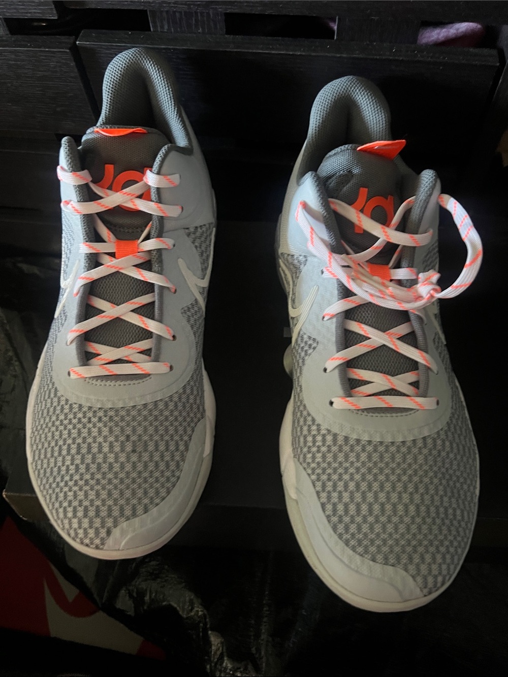 Nike Men KD Gray Athletic Sneakers with Coral Accents